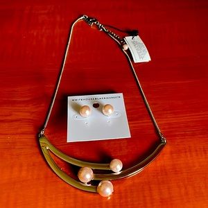 Pearl necklace and earring set